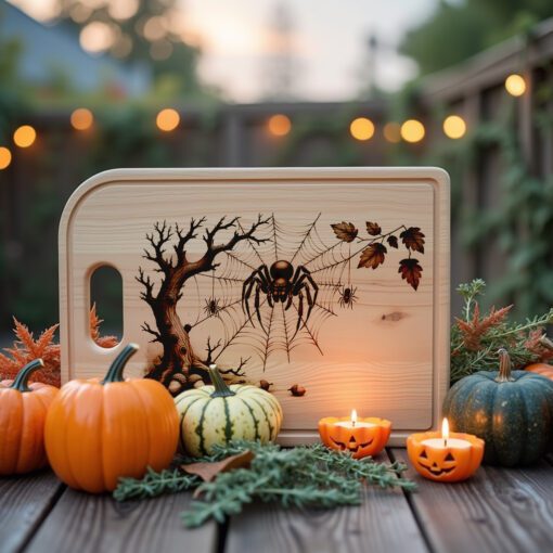 Halloween Spider Web Laser Engraving File, Spooky Charcuterie