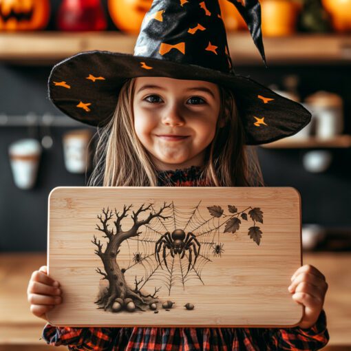 Halloween Spider Web Laser Engraving File, Spooky Charcuterie