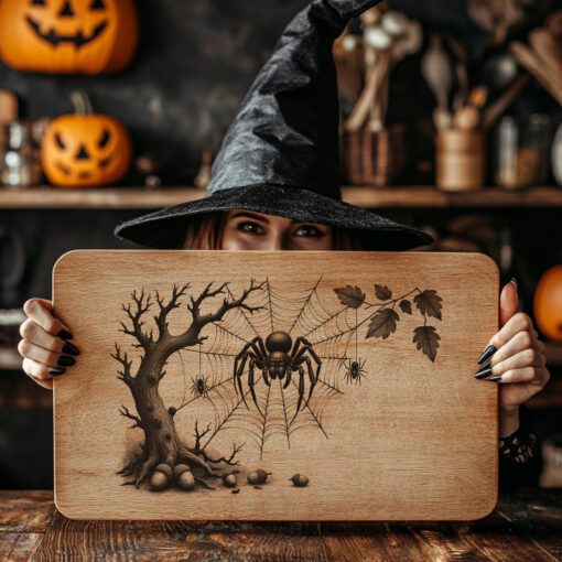 Halloween Spider Web Laser Engraving File, Spooky Charcuterie