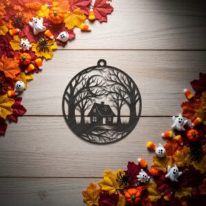 Halloween Spooky House Ornament, Nature Inspired Digital Download,