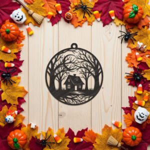 Halloween Spooky House Ornament, Nature Inspired Digital Download,