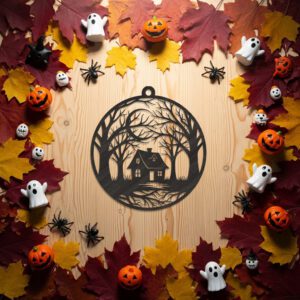 Halloween Spooky House Ornament, Nature Inspired Digital Download,