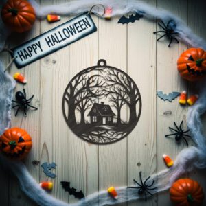 Halloween Spooky House Ornament, Nature Inspired Digital Download,