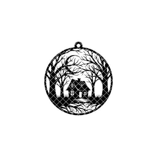 Halloween Spooky House Ornament, Nature Inspired Digital Download,