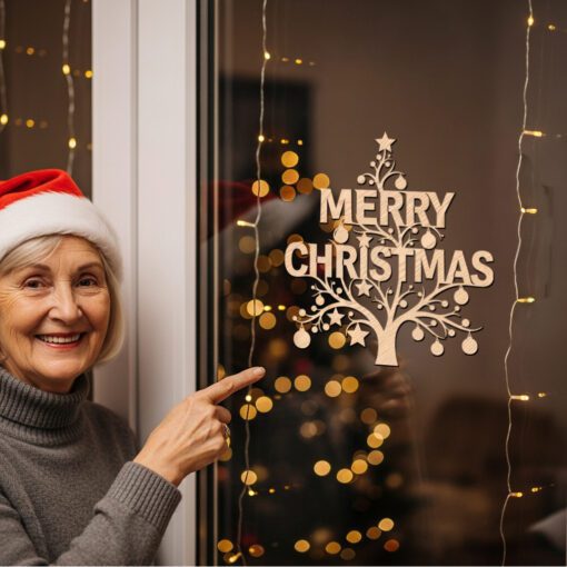 Merry Christmas Tree Door Hanger, Holiday Decor Sign,