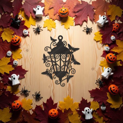 Moth Lantern Halloween Ornament Laser File, Spooky Gothic