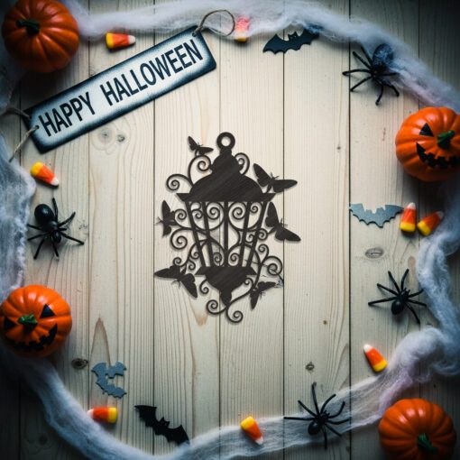 Moth Lantern Halloween Ornament Laser File, Spooky Gothic