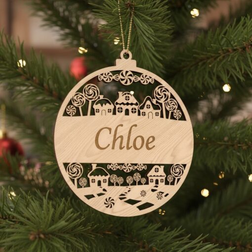 Personalized Candy Ornament, Christmas Laser File for Holiday