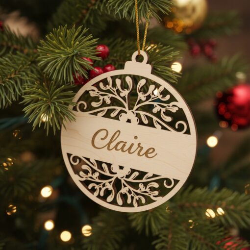 Personalized Christmas Ornament Bundle, Laser Engraved Holiday Decor,