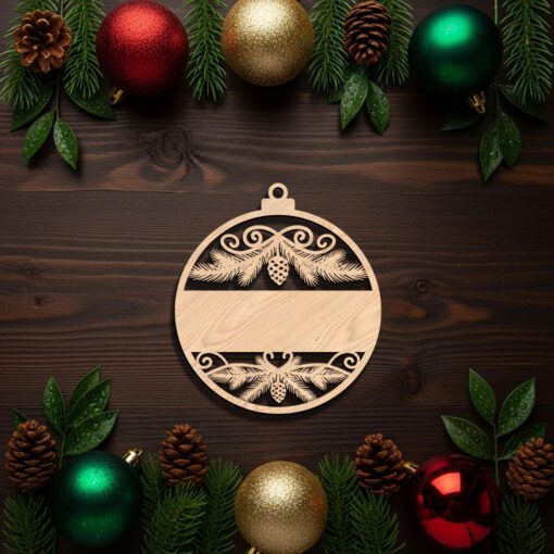 Personalized Christmas Ornament Digital File, Blank Stripe for