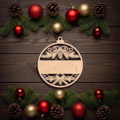 Personalized Christmas Ornament Digital File, Blank Stripe for