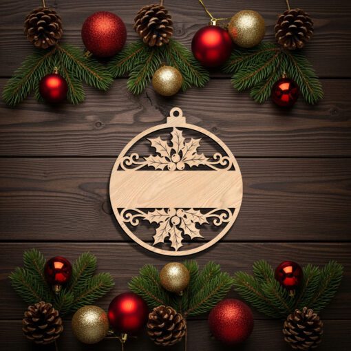 Personalized Ornament File, Christmas Holly Design, Custom Holiday