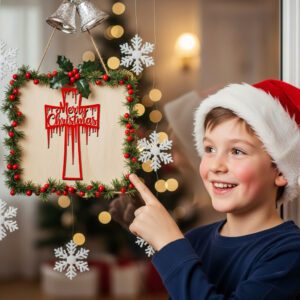 Religious Christmas Cross Door Hanger, Merry Christmas Holiday