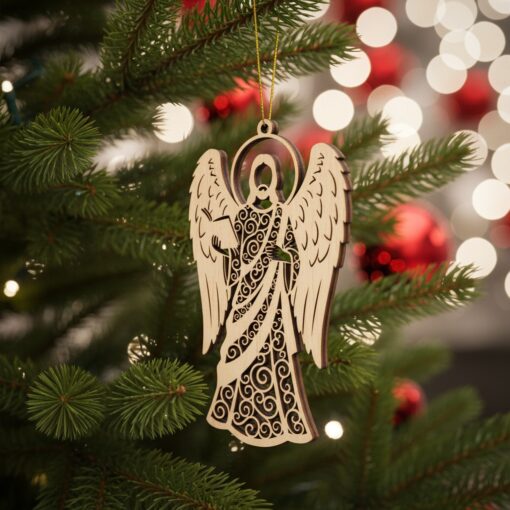 Paquete de Adornos Navideños Religiosos, Ángel Jesús Decoración de Árbol, Set de Archivos de Corte Láser - Imagen 2
