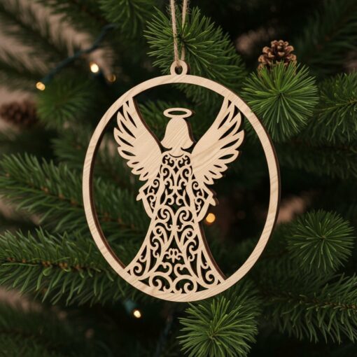 Paquete de Adornos Navideños Religiosos, Ángel Jesús Decoración de Árbol, Set de Archivos de Corte Láser - Imagen 3