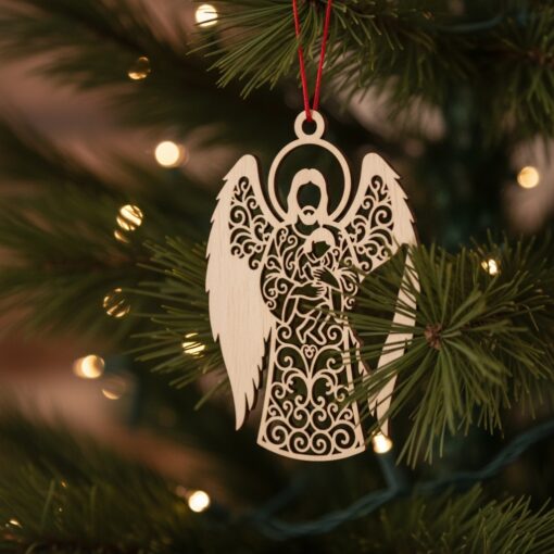 Paquete de Adornos Navideños Religiosos, Ángel Jesús Decoración de Árbol, Set de Archivos de Corte Láser - Imagen 4