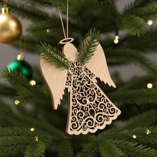 Paquete de Adornos Navideños Religiosos, Ángel Jesús Decoración de Árbol, Set de Archivos de Corte Láser - Imagen 5