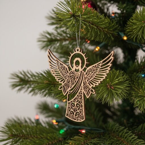 Paquete de Adornos Navideños Religiosos, Ángel Jesús Decoración de Árbol, Set de Archivos de Corte Láser - Imagen 6