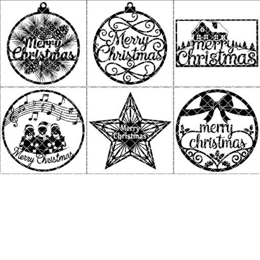 Paquete de colgantes redondos para puerta navideña, archivos láser navideños para letreros Glowforge. - Imagen 7