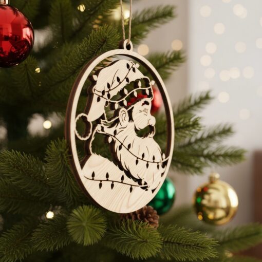 Santa Christmas Ornament Bundle, Laser Design Set, 6