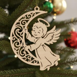 Angel Ornament Bundle, Christmas Laser Cut File, 6 Adorable Baby Angel Designs