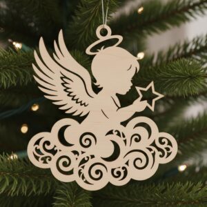 Angel Ornament Bundle, Christmas Laser Cut File, 6 Adorable Baby Angel Designs