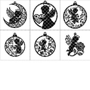 Angel Ornament Bundle, Christmas Laser File, 6 Adorable Baby Angel Designs