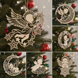Angel Ornament Bundle, Christmas Laser File, Adorable Baby Angel Decorations