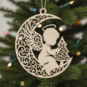 Angel Ornament Bundle, Laser Cut Files for Christmas Decor, Cute Baby Angel Designs