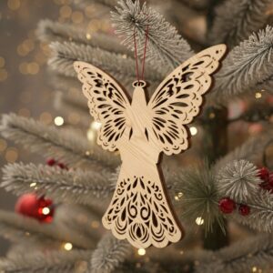 Black Angel Ornament, Christmas Decoration, Digital Download, Laser