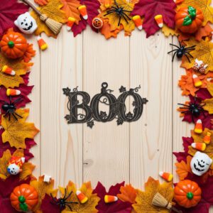 Boo Halloween Ornament Laser File, Pumpkin Ivy Design,