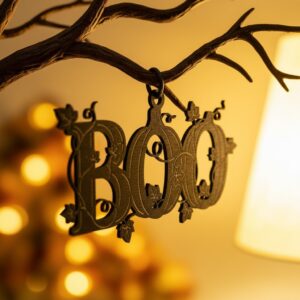 Boo Halloween Ornament Laser File, Pumpkin Ivy Design,