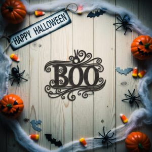 Boo, Halloween Ornament, Laser File, Spooky Black Silhouette,