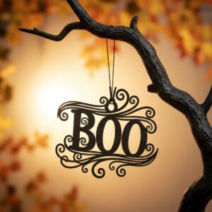 Boo, Halloween Ornament, Laser File, Spooky Black Silhouette,