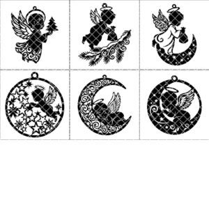 Christmas Angel Ornament Bundle, 6 Baby Angel Designs for Cricut, Festive Decor