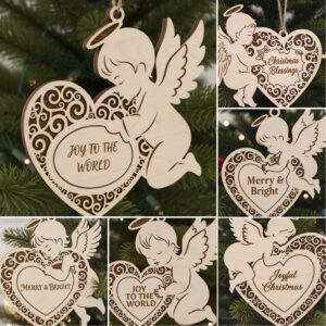 Christmas Angel Ornament Bundle, 6 Laser Designs for