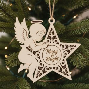 Christmas Angel Ornament Bundle, Laser-Crafted Holiday Home Decor