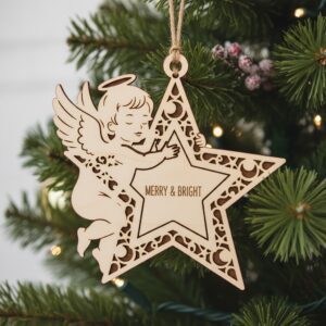 Christmas Angel Ornament Bundle, Laser-Crafted Holiday Home Decor