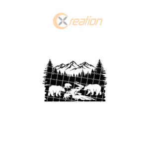 Christmas Bear Monogram Mountain Wall Art Metal Sign