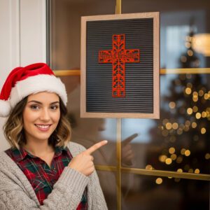 Christmas Cross, Snowflake Door Hanger, Christian Holiday Sign