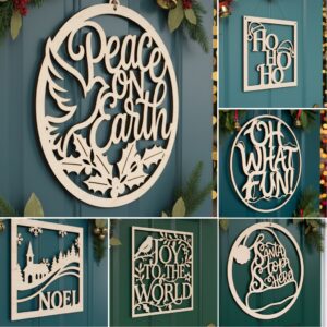 Christmas Door Hanger Bundle, 6 Holiday Welcome Signs,