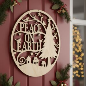 Christmas Door Hanger Bundle and Round Monogram Sign