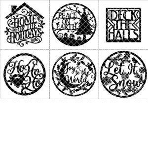 Christmas Door Hanger Bundle and Round Monogram Sign