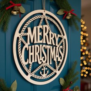 Christmas Door Hanger Bundle, Merry Christmas Sign, Holiday Round Wood Designs