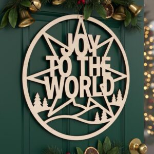 Christmas Door Hanger Bundle, Round Sign Laser Files, Festive Welcome Designs