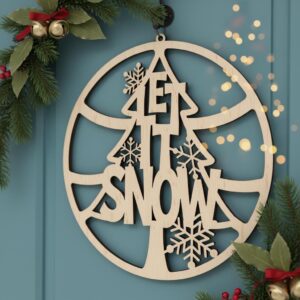 Christmas Door Hanger Bundle, Round Sign Laser Files, Festive Welcome Designs