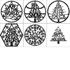 Christmas Door Hanger Bundle, Round Sign Laser Files, Festive Welcome Designs