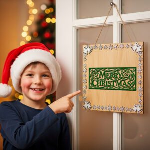 Christmas Door Hanger, Merry Christmas Round Sign, Front