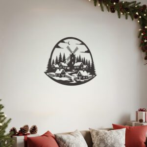 Christmas Laser Cut Monogram Wall Art, Winter Village