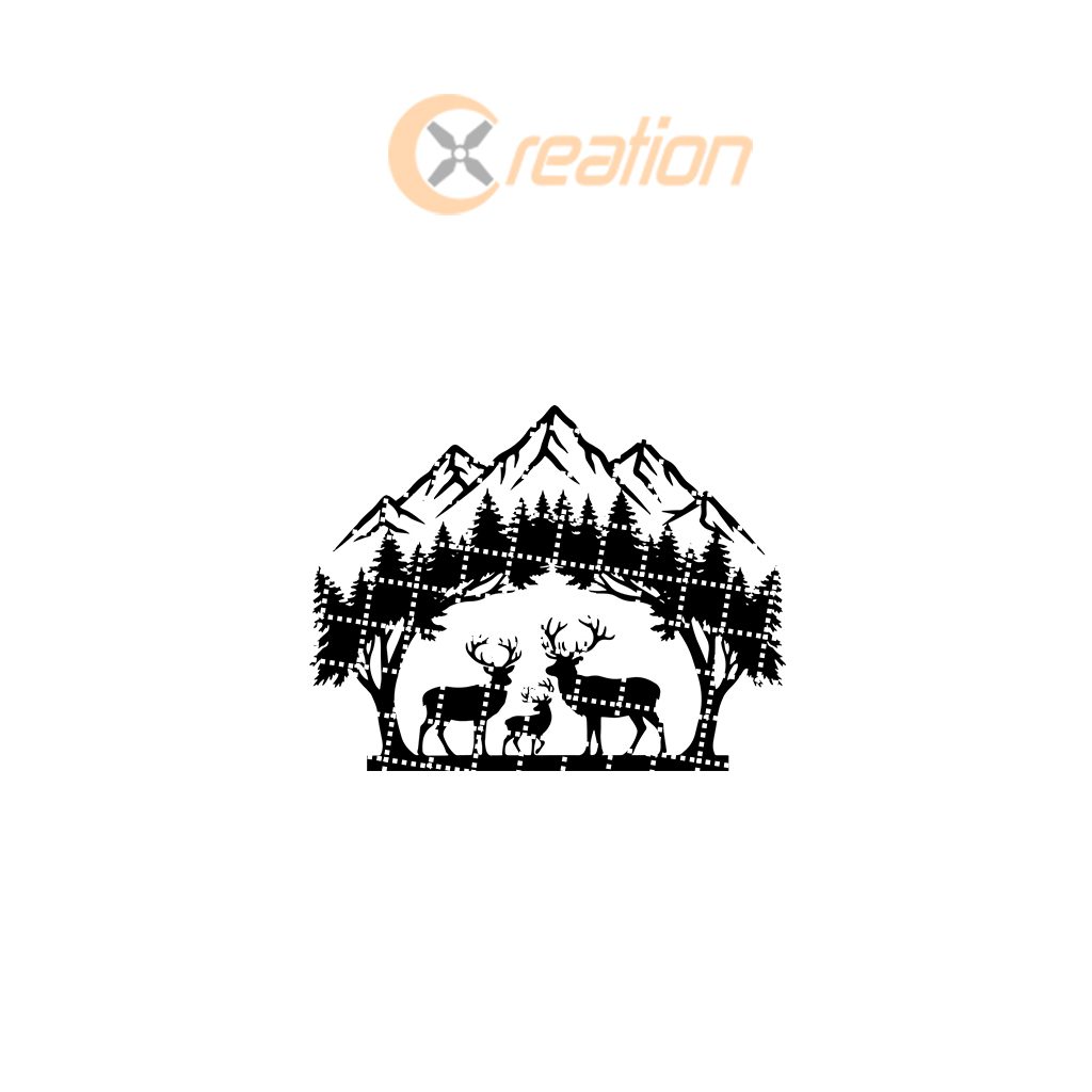 Christmas Laser Metal Sign, Deer Mountain Forest Silhouette